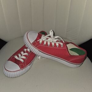Red Canvas Sneakers with White Laces